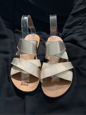 Paul Green Metallic gold Crisscross Leather Sandals